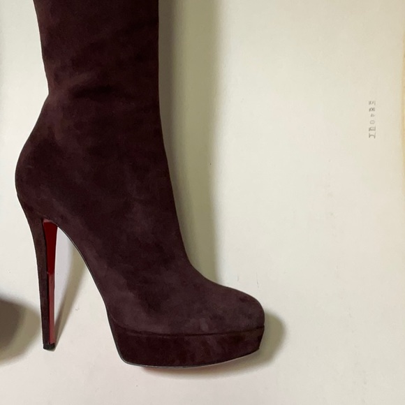 Christian Louboutin Lady 140 boot Veau Velours, brown suede platform stiletto - Picture 2 of 10